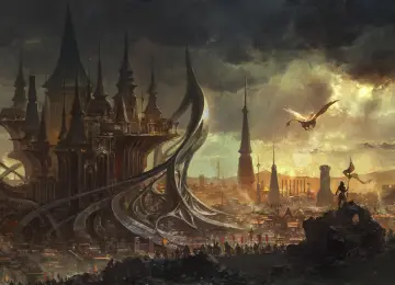 梦幻艺术 梦幻城市 天空 云彩 阳光 城市景观 4K壁纸  3840x2161