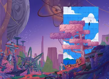 数字艺术 艺术品 插图 风景 未来派 幻想艺术 树 废墟 星球 男人 机器人  电脑壁纸 4K壁纸  4961x2790