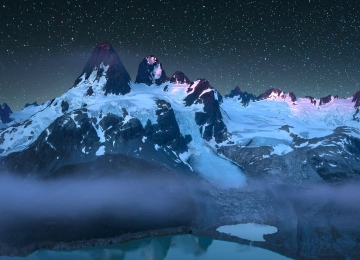 摄影 风景 自然 夜 山 雾 天空 星星 星空 雪 湖水 环境 雪山 山顶 繁星 银河 4K壁纸  5478x3081