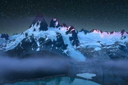 摄影 风景 自然 夜 山 雾 天空 星星 星空 雪 湖水 环境 雪山 山顶 繁星 银河 4K壁纸 5478x3081